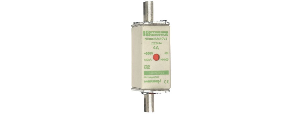 L232494 - NH fuse-link aM, 500VAC, size 000, 4A double indicator/live tags